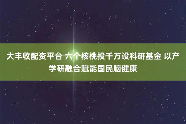 大丰收配资平台 六个核桃投千万设科研基金 以产学研融合赋能国民脑健康