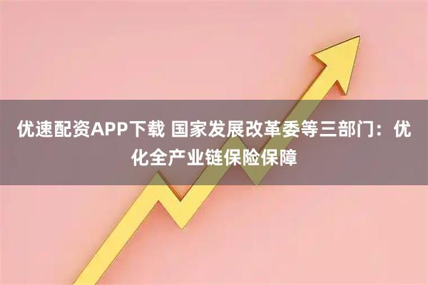 优速配资APP下载 国家发展改革委等三部门：优化全产业链保险保障