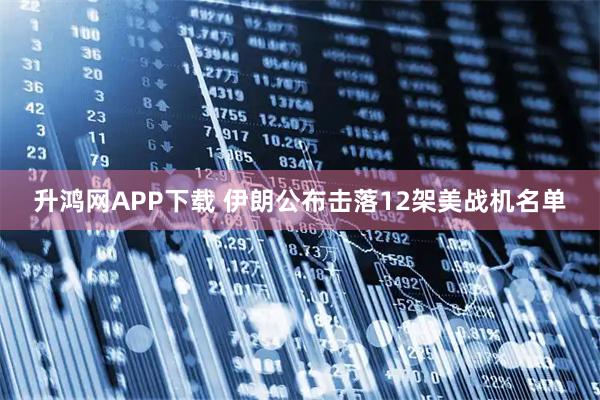 升鸿网APP下载 伊朗公布击落12架美战机名单